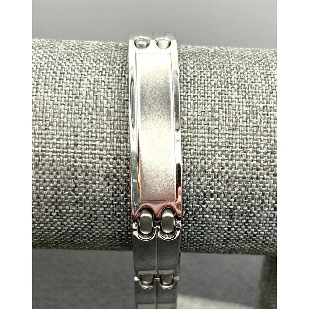 Citizen Stainless Steel Link Silver Tone ID Bracelet Blank Satin Finish 8.5